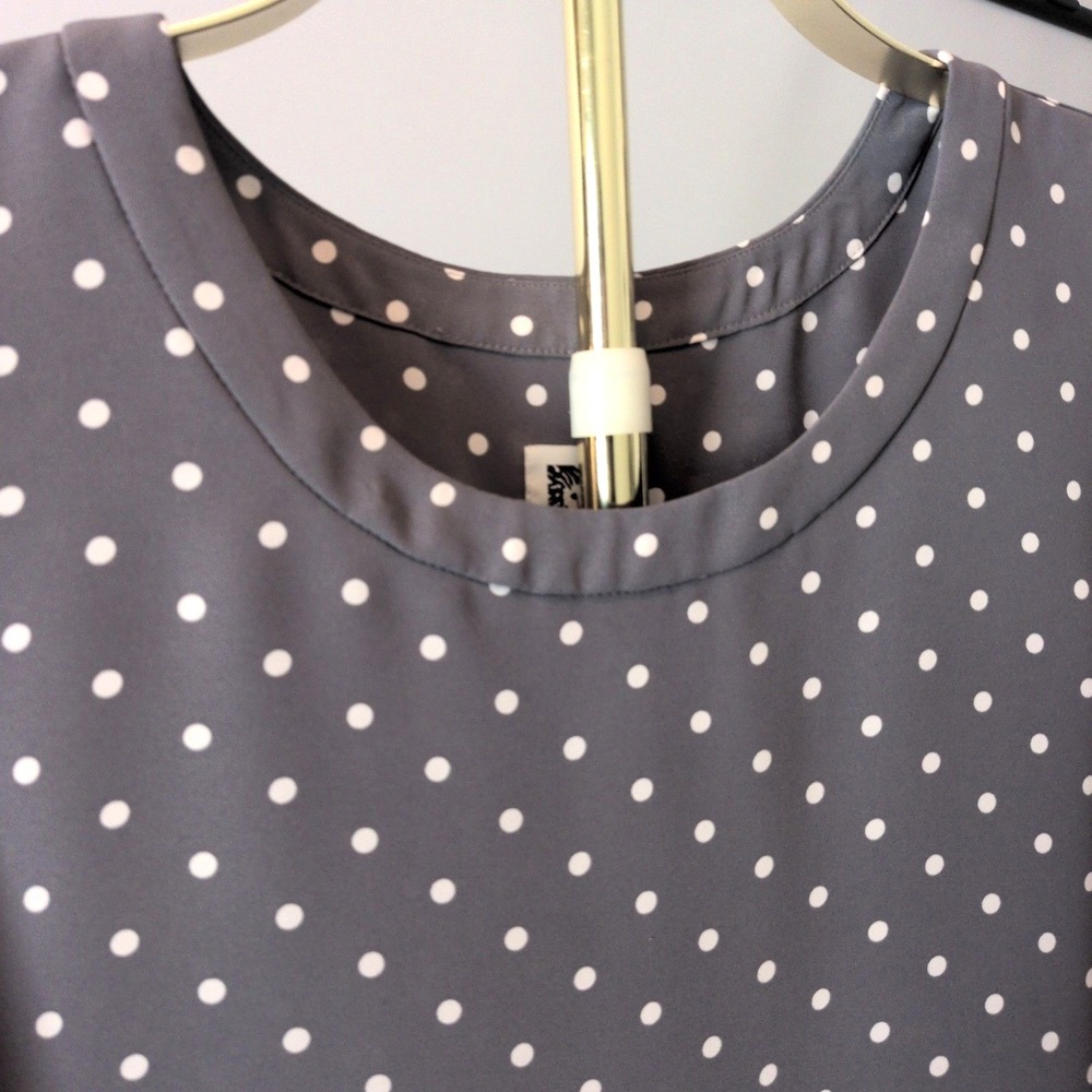 Anne Klein Womens XL Sleeveless Shell Blouse Gray White Polka Dot 102W7X9277 - Picture 4 of 11